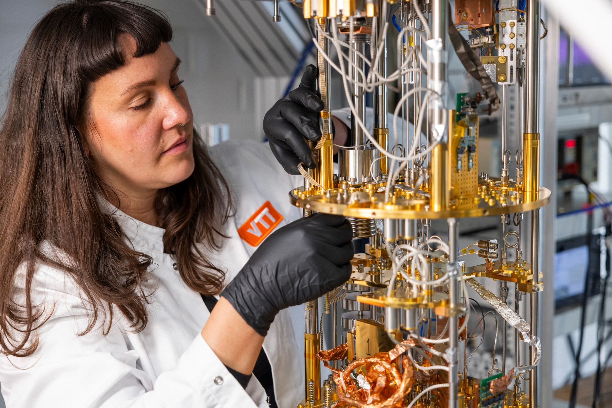 Scientist working on a quantum computer