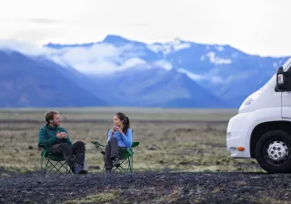 A couple enjoying van life