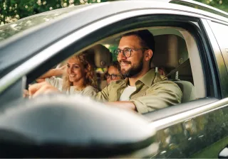 A family in a car