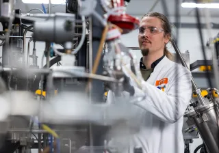 Researchers in fermentation hall