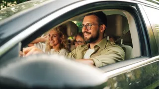 A family in a car