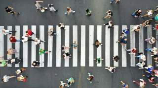 People crossing street city