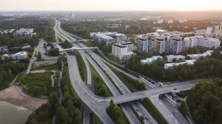 aerial of motorway in Espoo