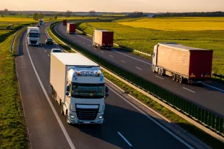 Trucks on the road