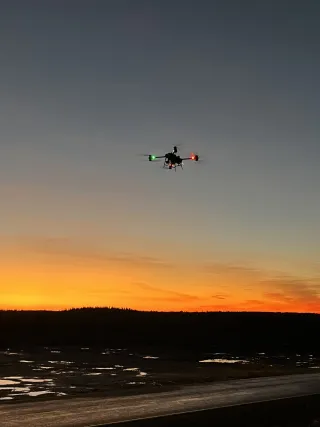 drone at sunset